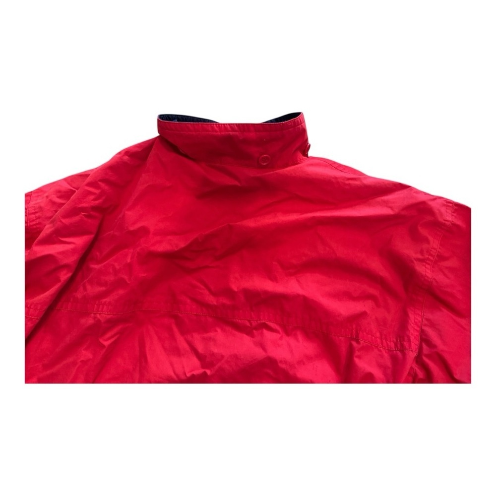 Vintage London Fog Red Women’s Rain Jacket Size XL Zip Up Navy Lined Canvas Coat - Picture 11 of 11